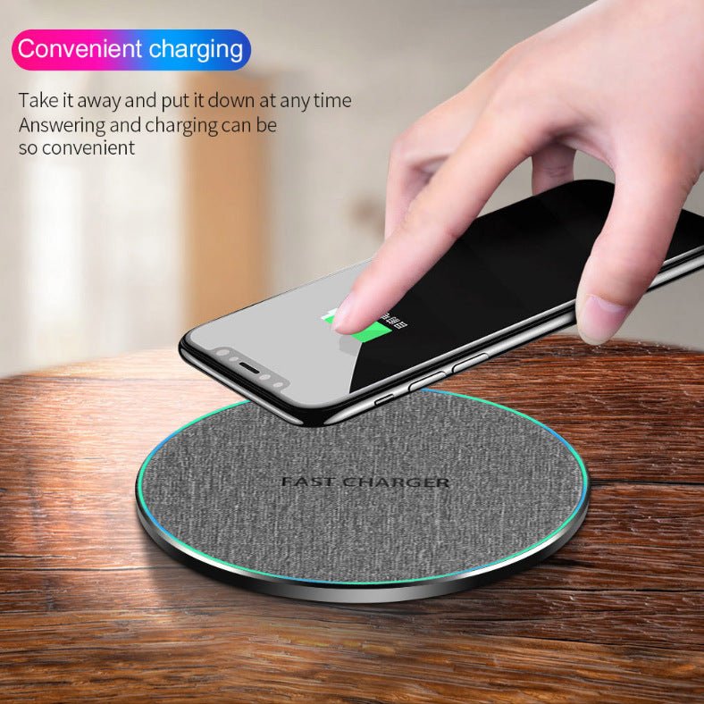 Qi Standard Ultra-Thin Fabric Aluminum Alloy Fast Charge Wireless Charger 15W Fast Charge Fast Charger Disc Wireless Charger | Decor Gifts and More