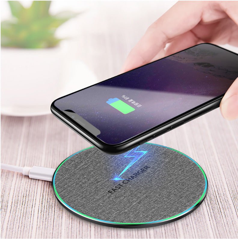 Qi Standard Ultra-Thin Fabric Aluminum Alloy Fast Charge Wireless Charger 15W Fast Charge Fast Charger Disc Wireless Charger | Decor Gifts and More