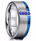 Tungsten Steel Ring Slotted Blue Zircon Men's Single Tungsten Gold Ring | Decor Gifts and More