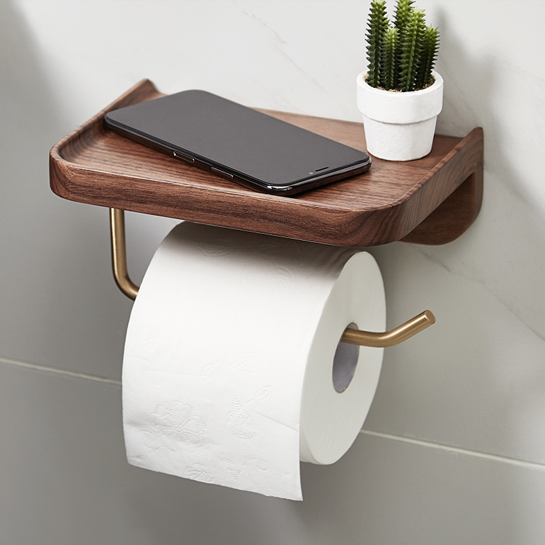 Solid Wood Creative Wall-mounted Paper Towel Rack Toilet Roll Holder Wall-mounted | Decor Gifts and More