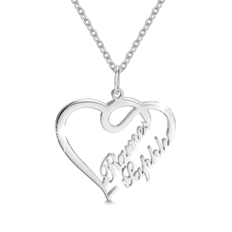 Double Heart Necklace Personalized Necklaces Pendant Gifts Stainless Steel For Women | Decor Gifts and More