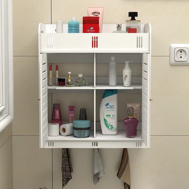 Bathroom Cabinet 38x18x43cm Wall Mounted Bathroom Toilet Furniture Cabinet Wood-Plastic Cupboard Shelf Cosmetic Storage Rack | Decor Gifts and More