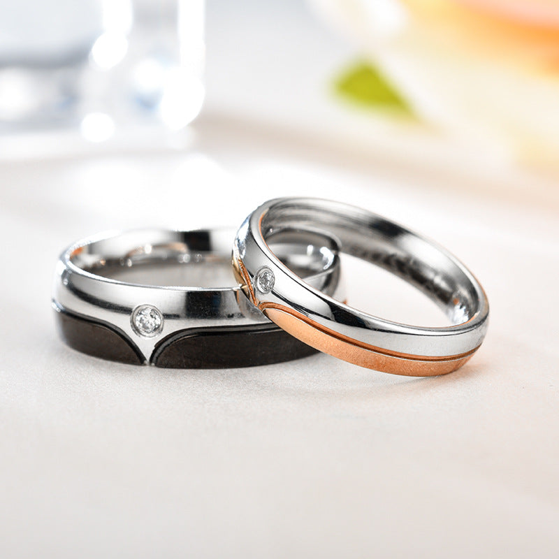 Couple Ring Stainless Steel Micro Inlaid Zircon Pair Ring | Decor Gifts and More