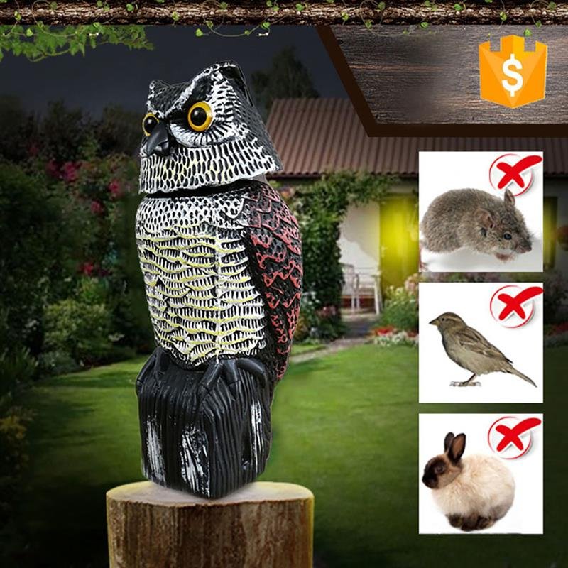 360 Degree Rotation Outdoor Garden Farm Bird Repellent Owl Decoy | Decor Gifts and More