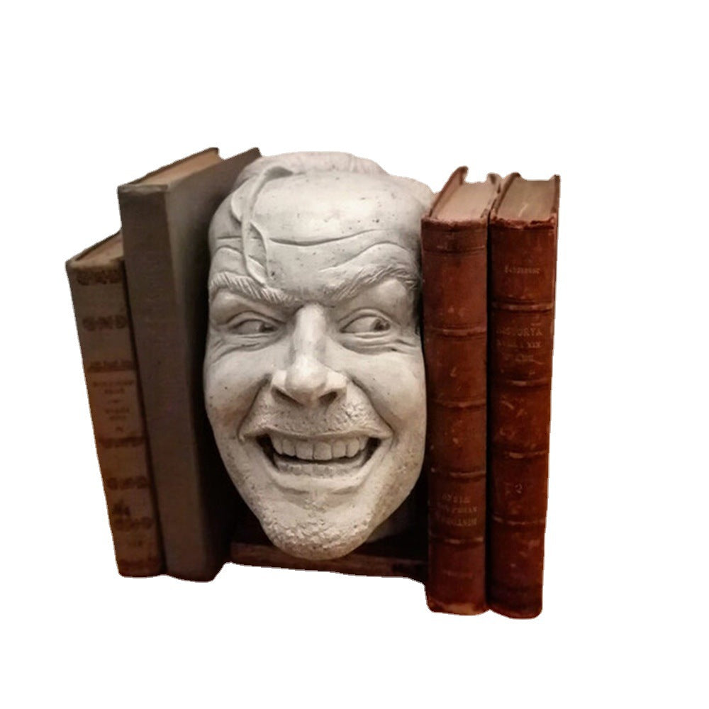 Book Bookends Cross-border New Face Resin Sculpture Desktop Decoration Bookshelf Ornaments In Stock | Decor Gifts and More