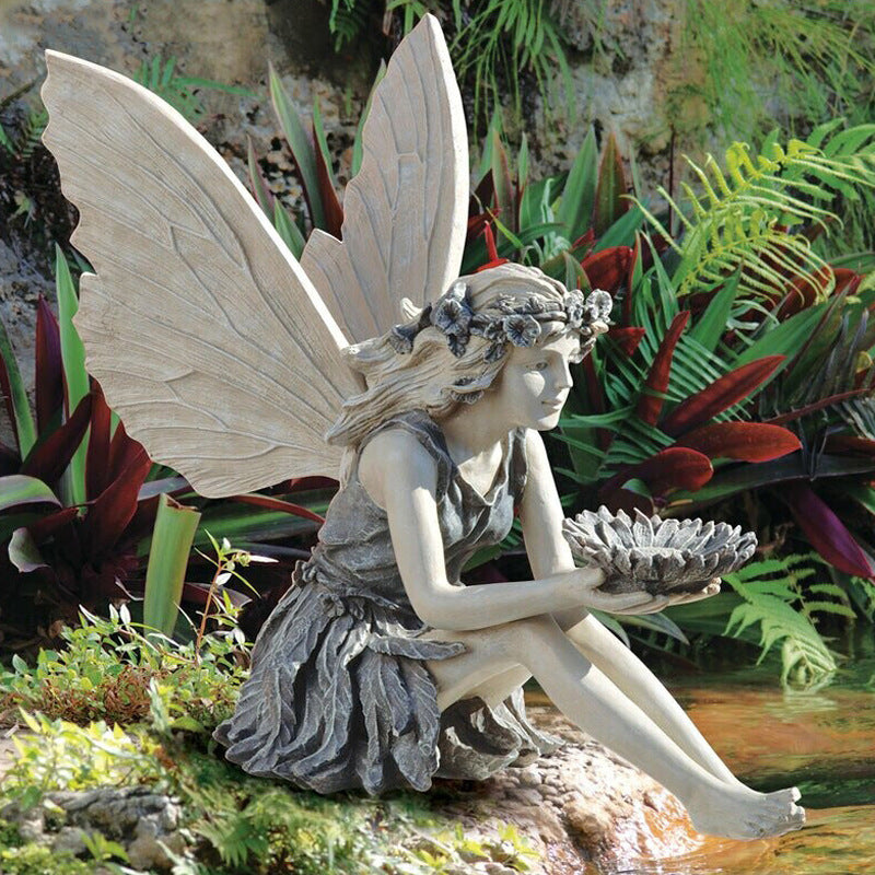 Fairy Sitting Garden Statue Ornament Decoration Resin Crafts Decor Accessories Home Landscaping Backyard Lawn Decoration | Decor Gifts and More