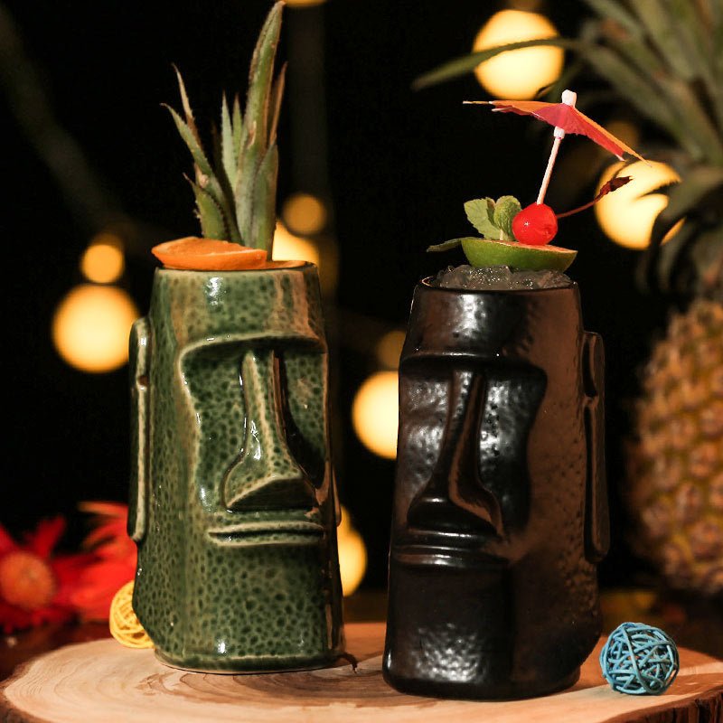 Ceramic Tiki Mug Creative Human Face Porcelain Beer Wine Mug Cup Hawaii Easter Island Zombie Cocktail Glass | Decor Gifts and More