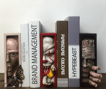 Horror Peeping On The Bookshelf Human Face Resin Bookends Bookstand Sculpture Collecting Cd Albums Bookshelf Decor | Decor Gifts and More