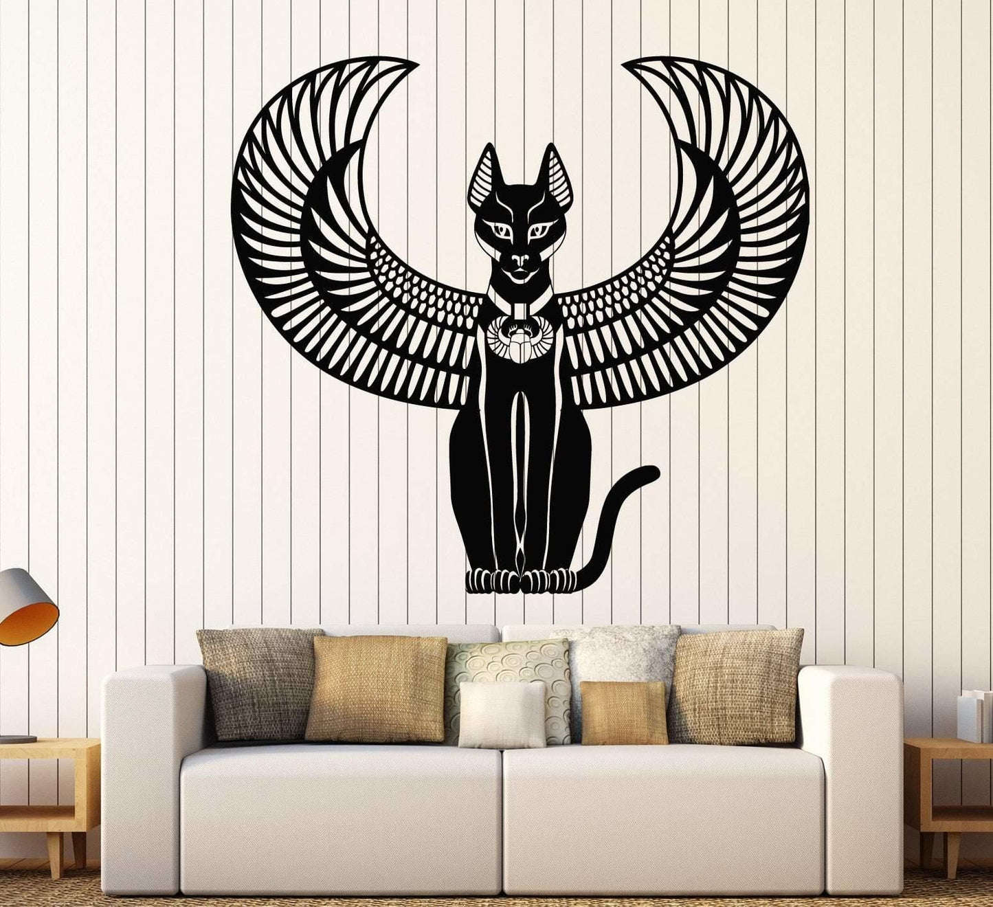 Ancient Egyptian Cat Goddess Egyptian Stickers Large Decorative Vinyl Wall Decals | Decor Gifts and More