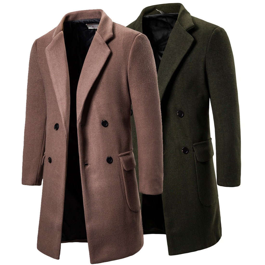 Double-breasted casual woolen coat men's woolen trench coat | Decor Gifts and More