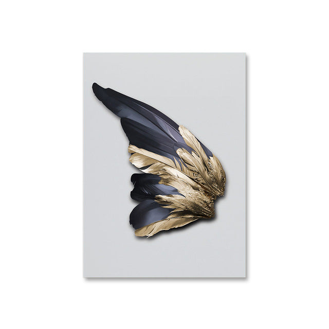 Decorative Gold Feather Abstract Canvas Painting Mural | Decor Gifts and More