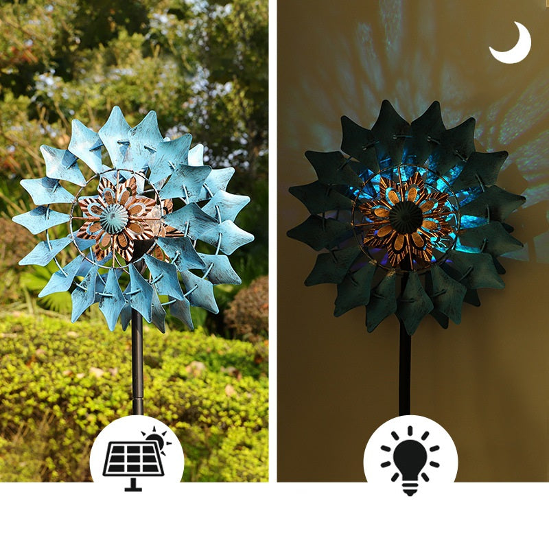 Solar Wrought Iron Windmill Light Waterproof Outdoor Garden Landscape Light