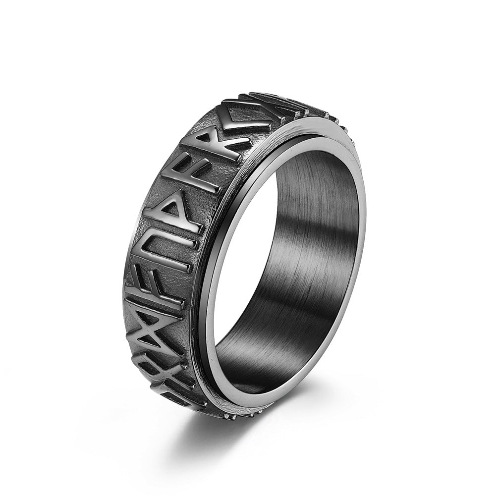 Viking Script Stainless Steel Swivel Ring | Decor Gifts and More