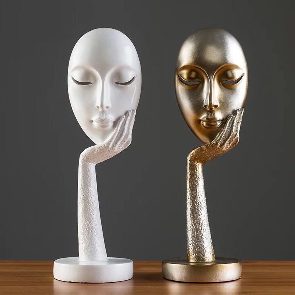 Nordic Abstract Art Thinker Thinking Lady Mask Figurine Resin Statue Office TV Cabinet Home Decoration Crafts | Decor Gifts and More