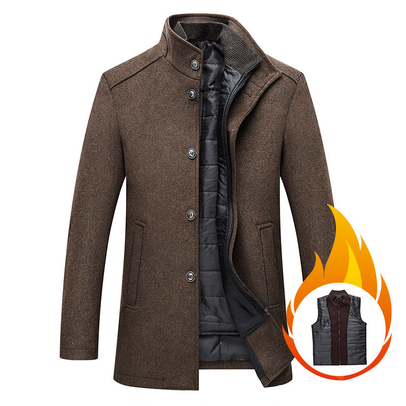 Stand collar woolen coat | Decor Gifts and More