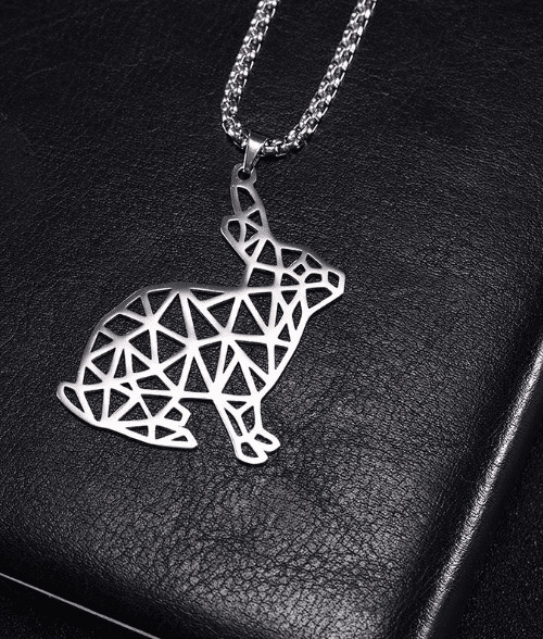 Hollow Stainless Steel Cute Animal Pendant Rabbit Necklace | Decor Gifts and More