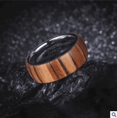 8mm Wood Ring for Men Comfory Fit Tungsten Carbide Wedding Band Inner Color Silver Dome Classic Style | Decor Gifts and More