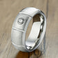 Brushed tungsten steel ring with zircon | Decor Gifts and More