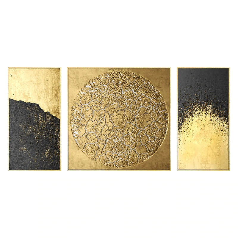 Set Of Luxury Abstract Golden Canvas Wall Art | Decor Gifts and More