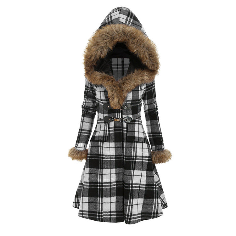 Plaid fur collar coat | Decor Gifts and More