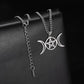 Retro Symmetrical Moon Hollow Pentagram Pentagram Stainless Steel Pendant Necklace | Decor Gifts and More