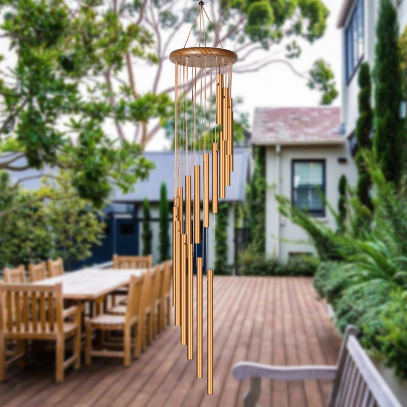 Rotating metal solid wood aluminum tube wind chimes | Decor Gifts and More