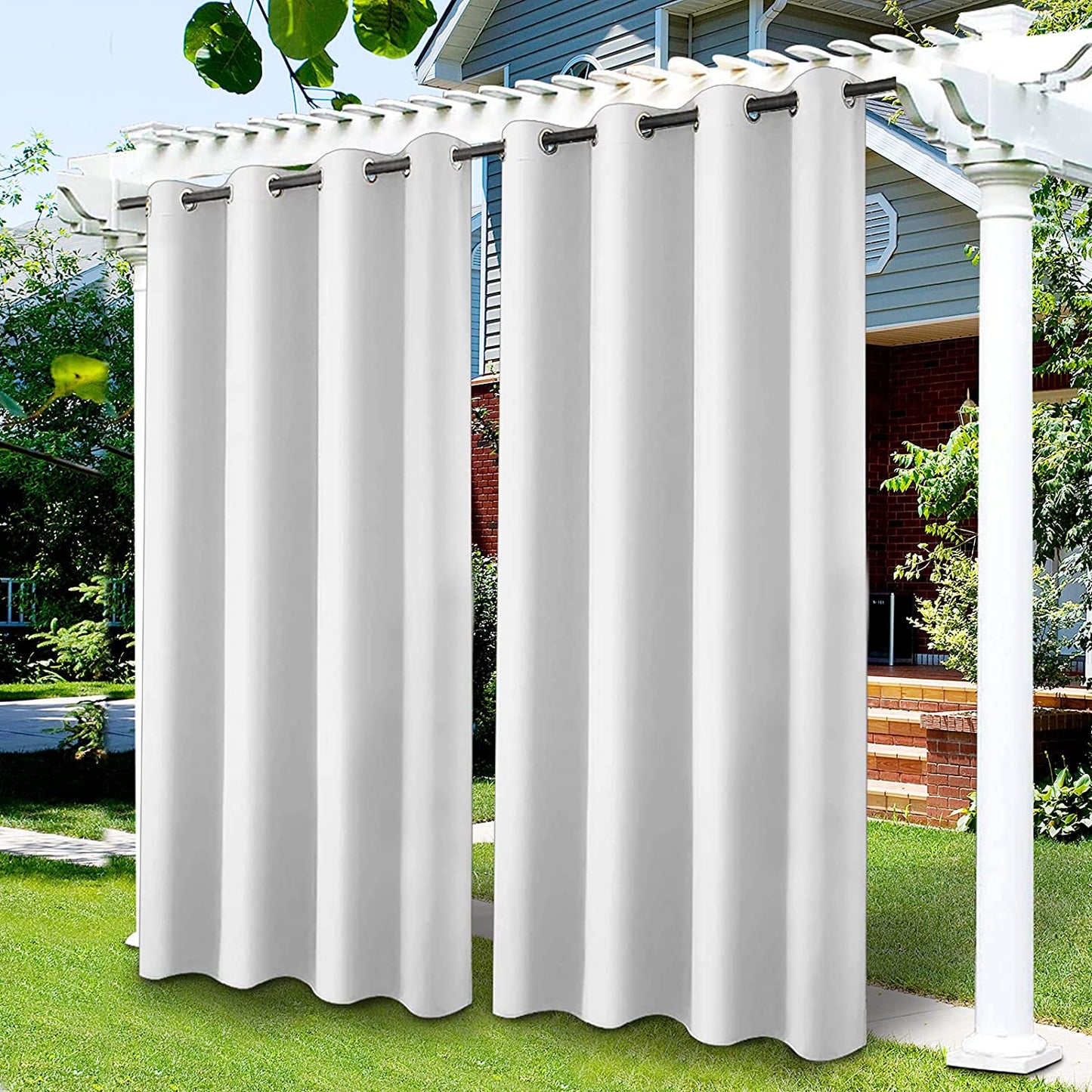 2pcs outdoor waterproof curtains tab top thermal insulated blackout curtain drape