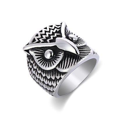 Animal Collection Stainless Owl Titanium Steel Ring | Decor Gifts and More