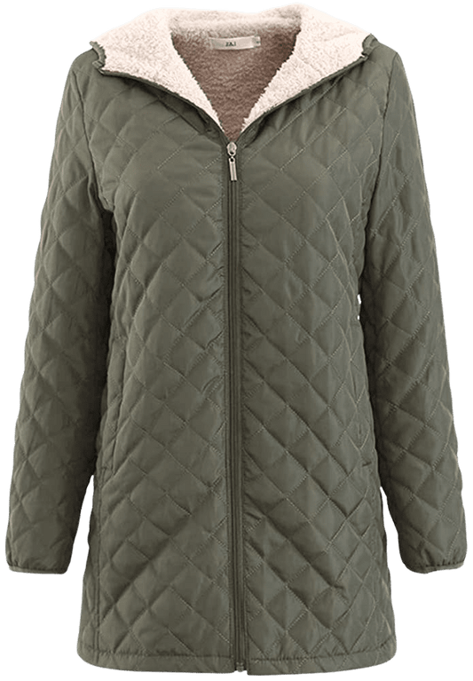 Raroauf Womens Quilted Jacket,Mid-Long Fleece Quilted Padded Coats with Hooded - Home Decor Gifts and More