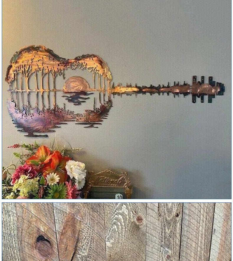 Laser Carved Iron Guitar Metal Interior | Decor Gifts and More