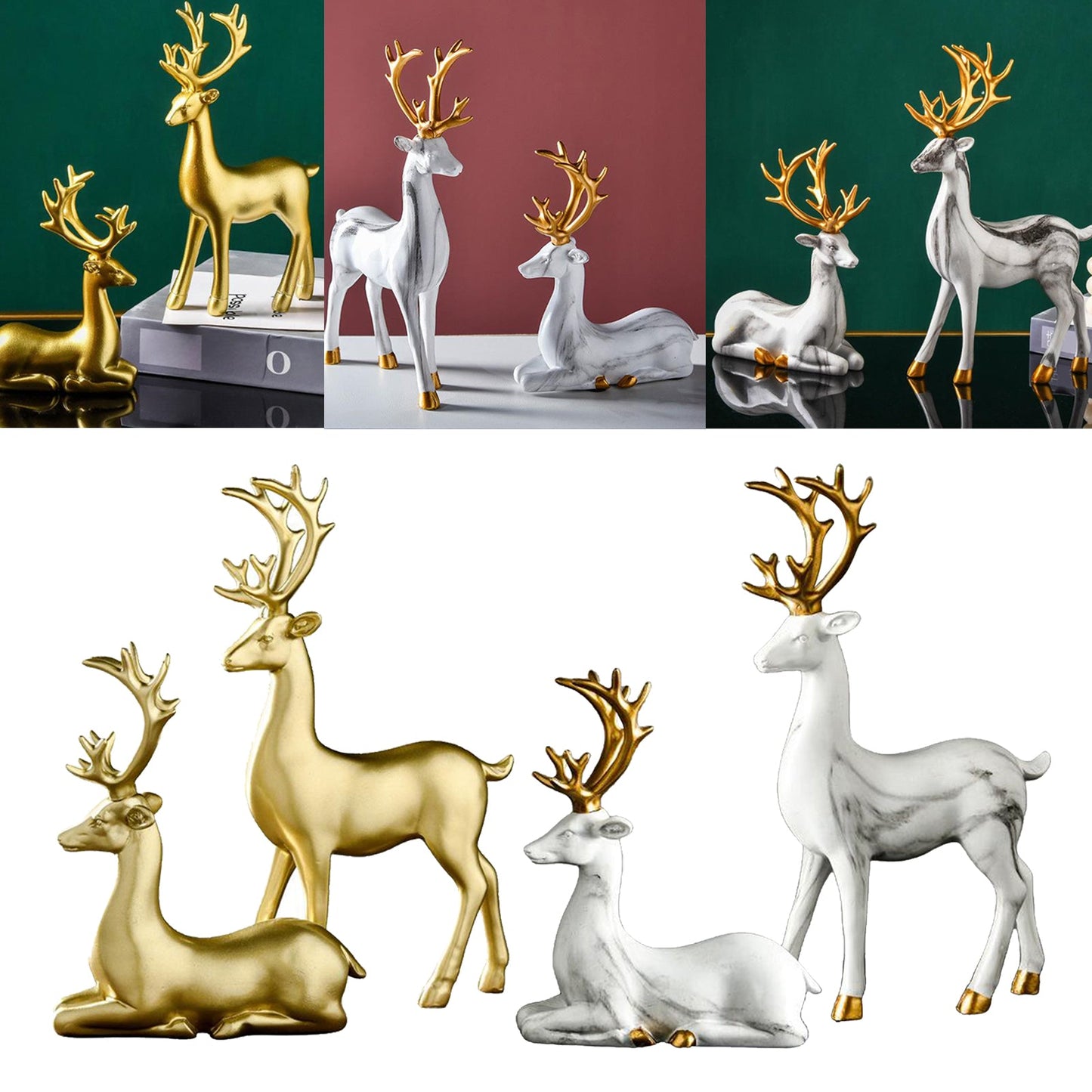 2pcs  Elk Deer Figure Tabletop Sculpture Ornament | Decor Gifts and More