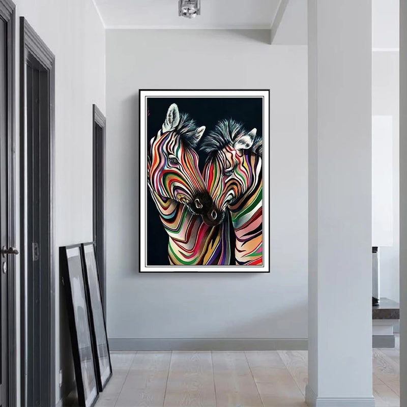 Modern Abstract Zebra Canvas Painting Wall Art Poster | Decor Gifts and More