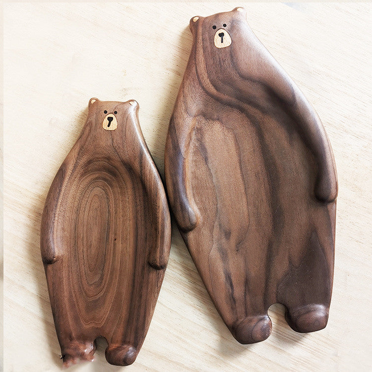 Cute Bear Wood Board Bread Plate Block Bear Shape Tray Black Walnut Cutting Board Table Decor Kitchen Accessories Coaster | Decor Gifts and More