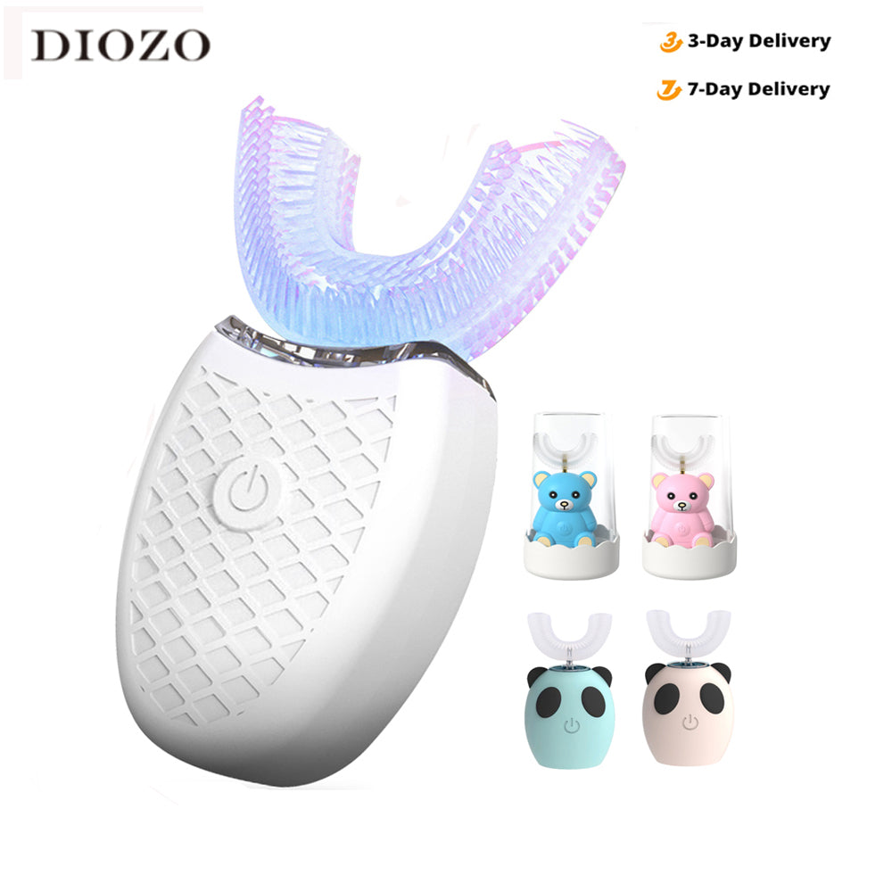 360 Degrees Intelligent Automatic Sonic Electric Toothbrush U Type 4 Modes Tooth Brush USB Charging Tooth Whitening Blue Light | Decor Gifts and More