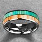 NUNCAD 8MM wide polished wood grain DomeTungsten carbide men inlaid ring double Color orange green trend mens gift ring | Decor Gifts and More