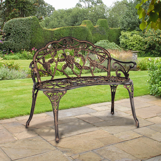 38.5&quot; Cast Aluminum Outdoor Courtyard Decoration Park Leisur Bench Garden chair  US Warehouse for Your Front or Backyard | Decor Gifts and More