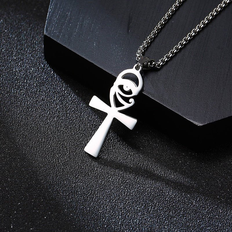 Stainless Steel Zircon Anka Cross Pendant | Decor Gifts and More