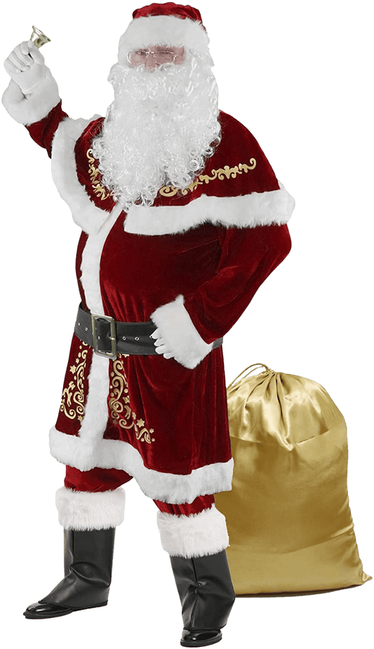 Santa Claus Christmas Costume Set 12pcs Deluxe Velvet Suit | Decor Gifts and More