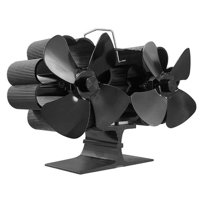 8 Leaf Double Head Fireplace Heat Power Fan | Decor Gifts and More