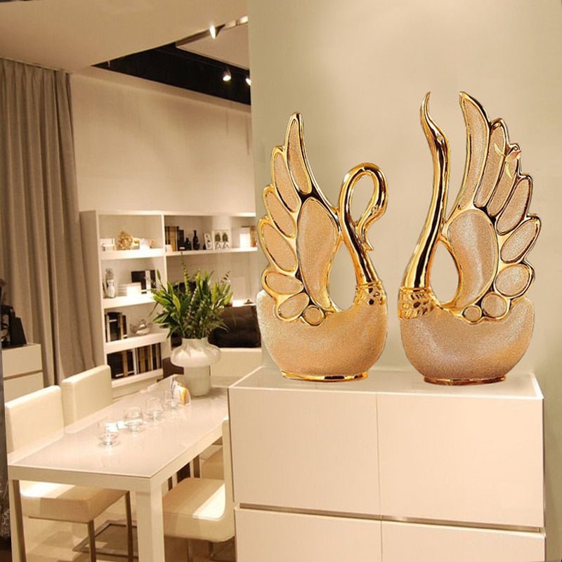 Gold-plated swan ornaments | Decor Gifts and More