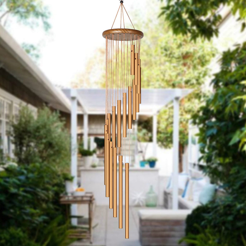 Rotating metal solid wood aluminum tube wind chimes | Decor Gifts and More