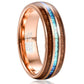 Rose Gold Inlaid Acacia Wood Opal Dome Tungsten Steel Ring | Decor Gifts and More