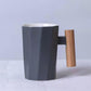 Simple Straight Ceramic Mug With Wooden Handle | Decor Gifts and More