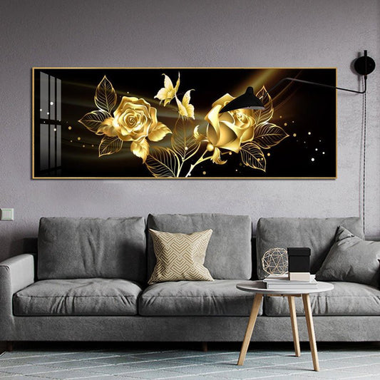 Black Gold Rose Abstract Wall Art Canvas | Decor Gifts and More