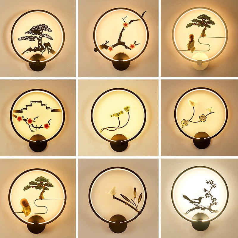 Simple Chinese Style Mural LED Wall Lamp New Chinese Style Living Room Bedroom Bedside | Decor Gifts and More