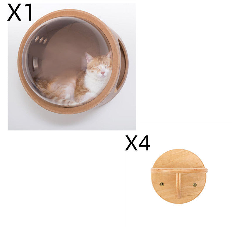 Round Solid Wood Cat Wall Springboard