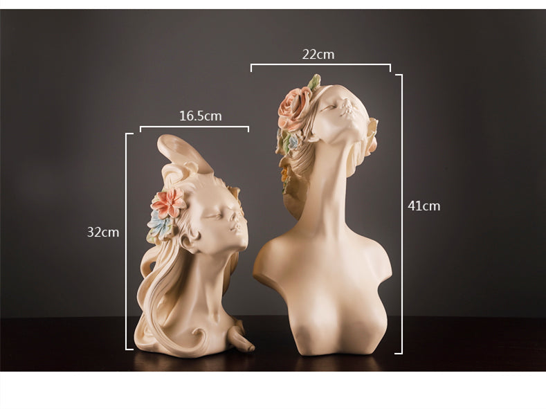 Flower Hair Girl Nordic Sculpture Ornament Resin | Decor Gifts and More