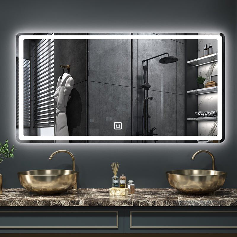 50X70cm Rectangular Smart Demist Bathroom Mirror 3 Color Adjustable LED Multifunction LIght With Brightness Sensory Switch | Decor Gifts and More