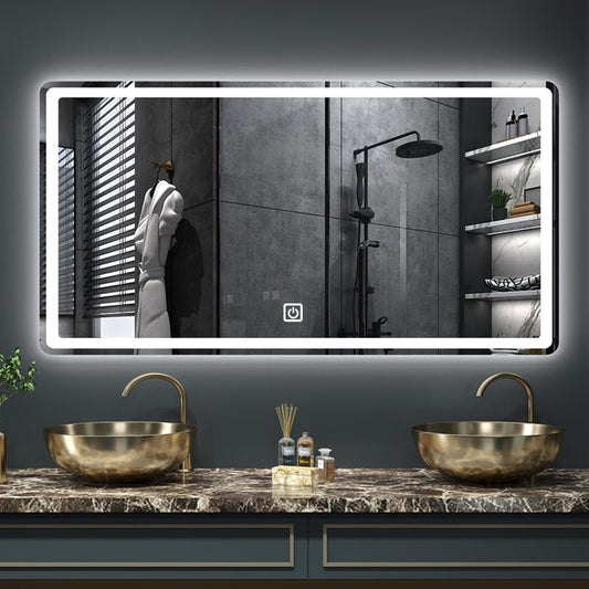 50X70cm Rectangular Smart Demist Bathroom Mirror 3 Color Adjustable LED Multifunction LIght With Brightness Sensory Switch | Decor Gifts and More