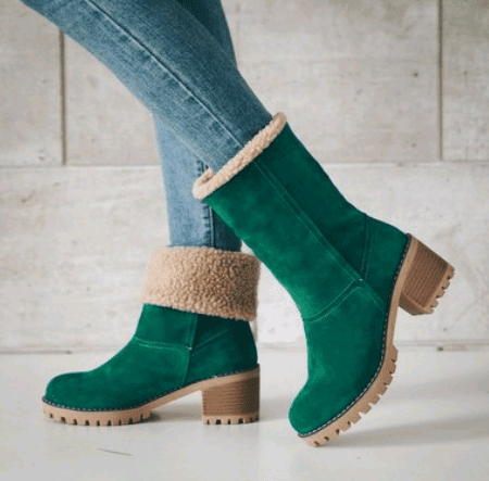 Mid-Tube Thick Heel Suede Snow Boots | Decor Gifts and More